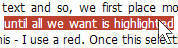 Highlighting text to be copied